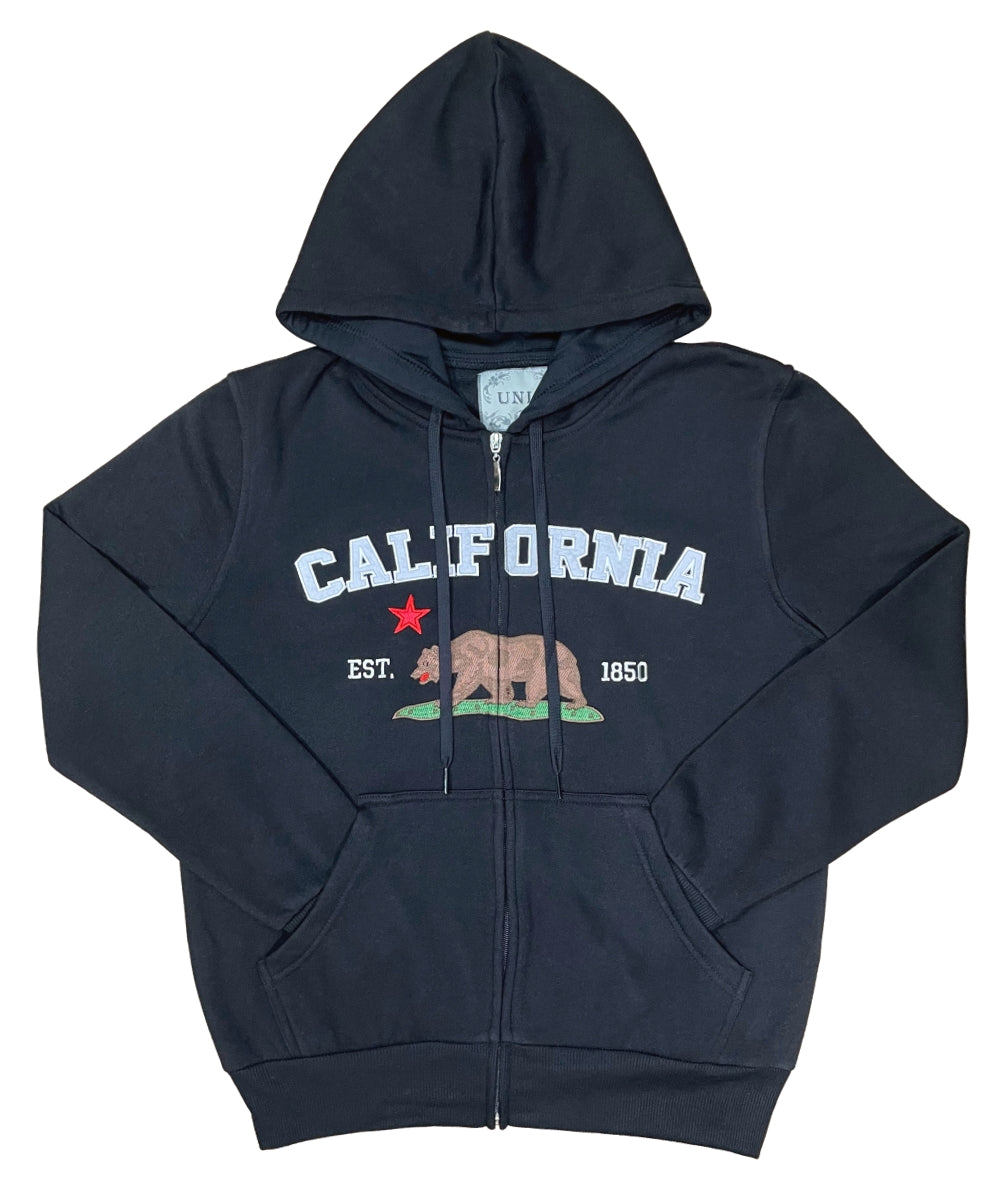California Republic Women's Zip-Up Warm Fleece Hoodie Black WBT64