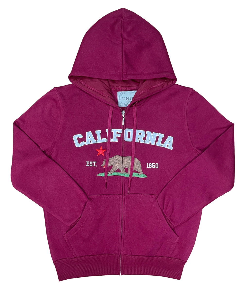 California Republic Women's Zip-Up Warm Fleece Hoodie Black WBT64
