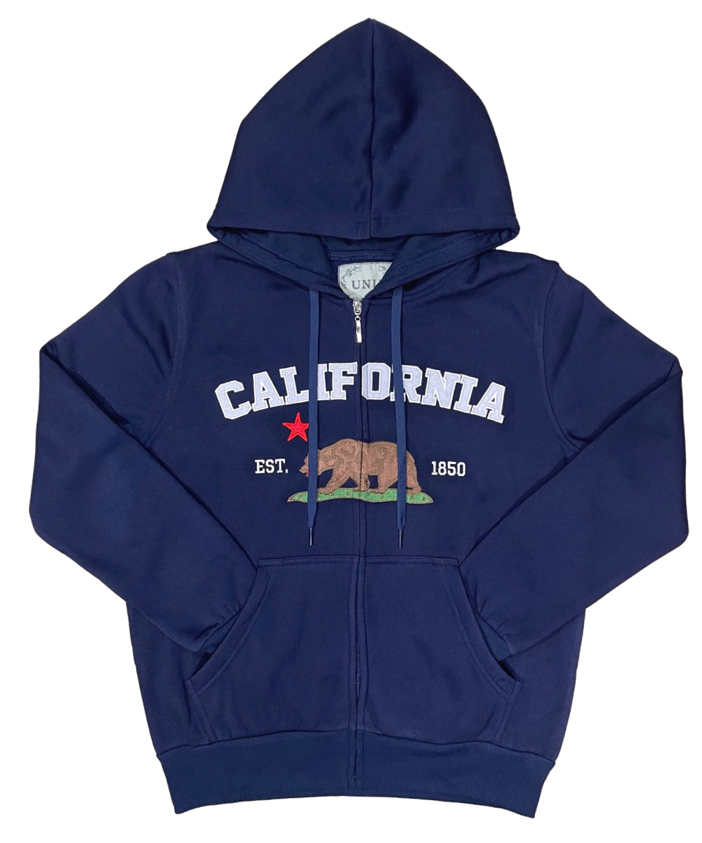 California Republic Women's Zip-Up Warm Fleece Hoodie Black WBT64