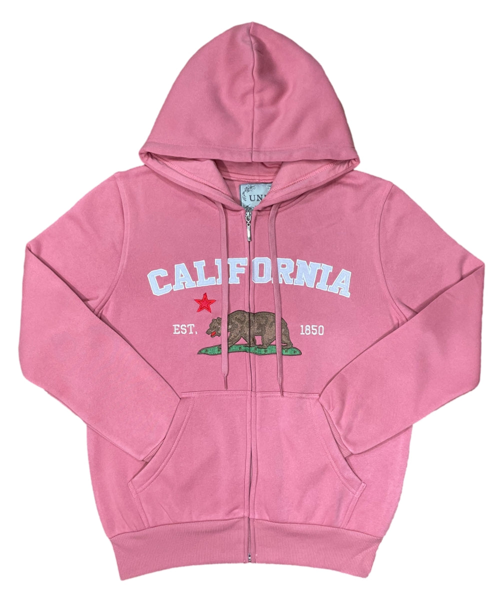 California Republic Women's Zip-Up Warm Fleece Hoodie Black WBT64