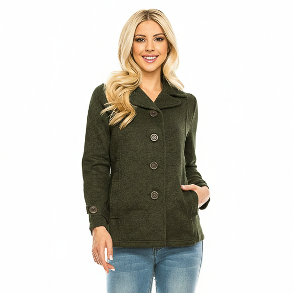 Unik's Women Tweed Coats L Grey WJ18522