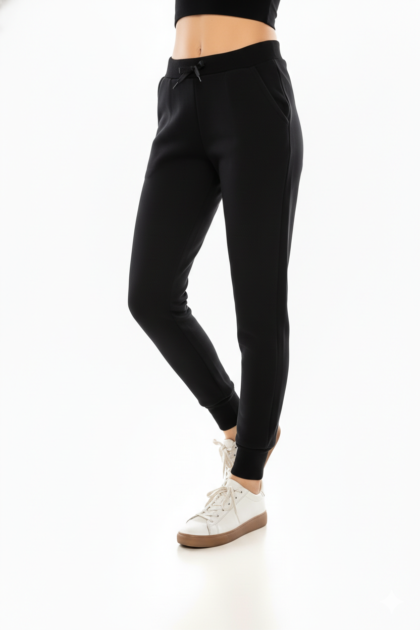 Women's Joggers Sweat Pants With Drawstring Waist Black WP31