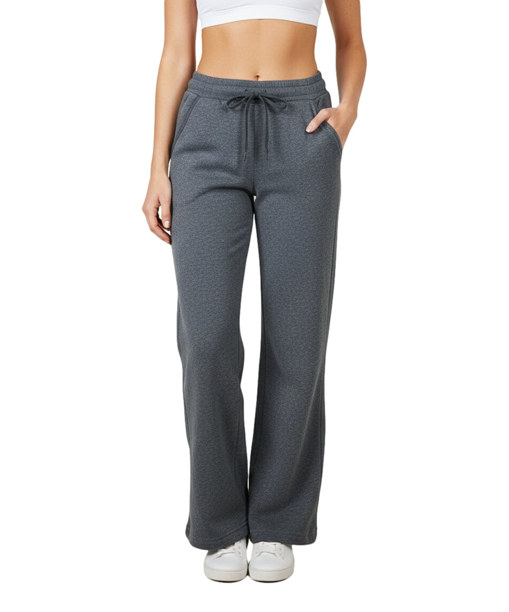 Women's Open Bottom Sweat Pants With Drawstring Waist D. Grey WP32