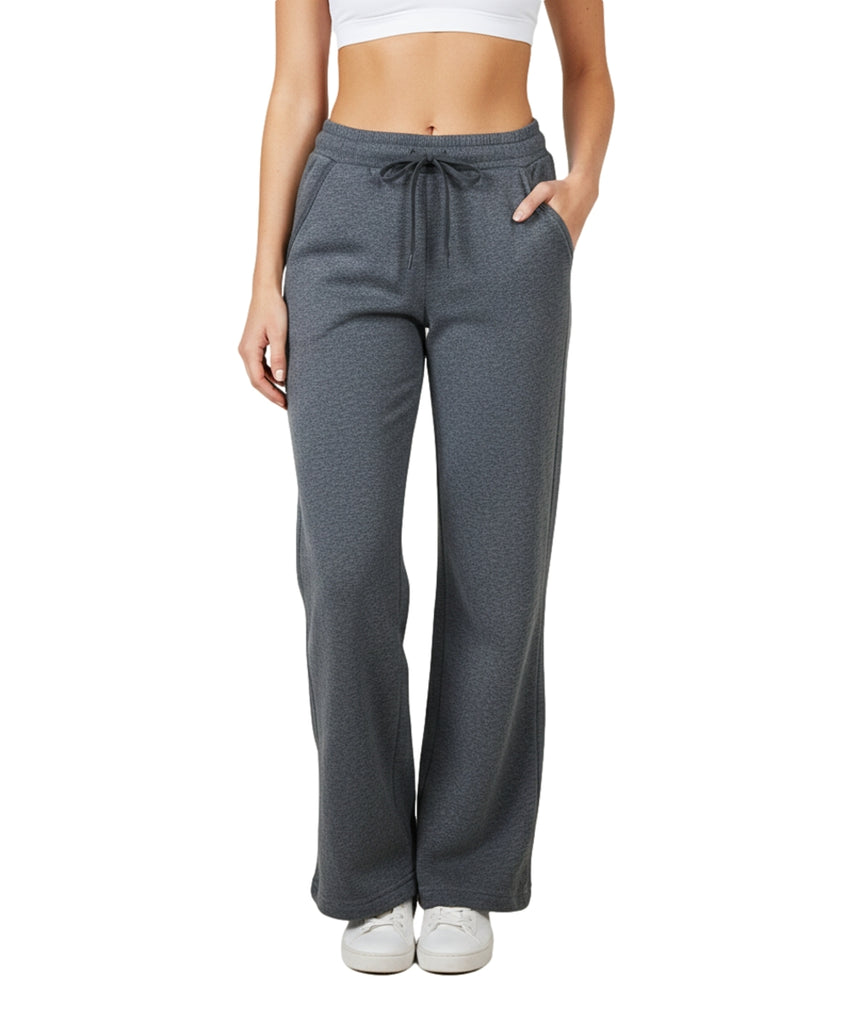Women's Open Bottom Sweat Pants With Drawstring Waist D. Grey WP32