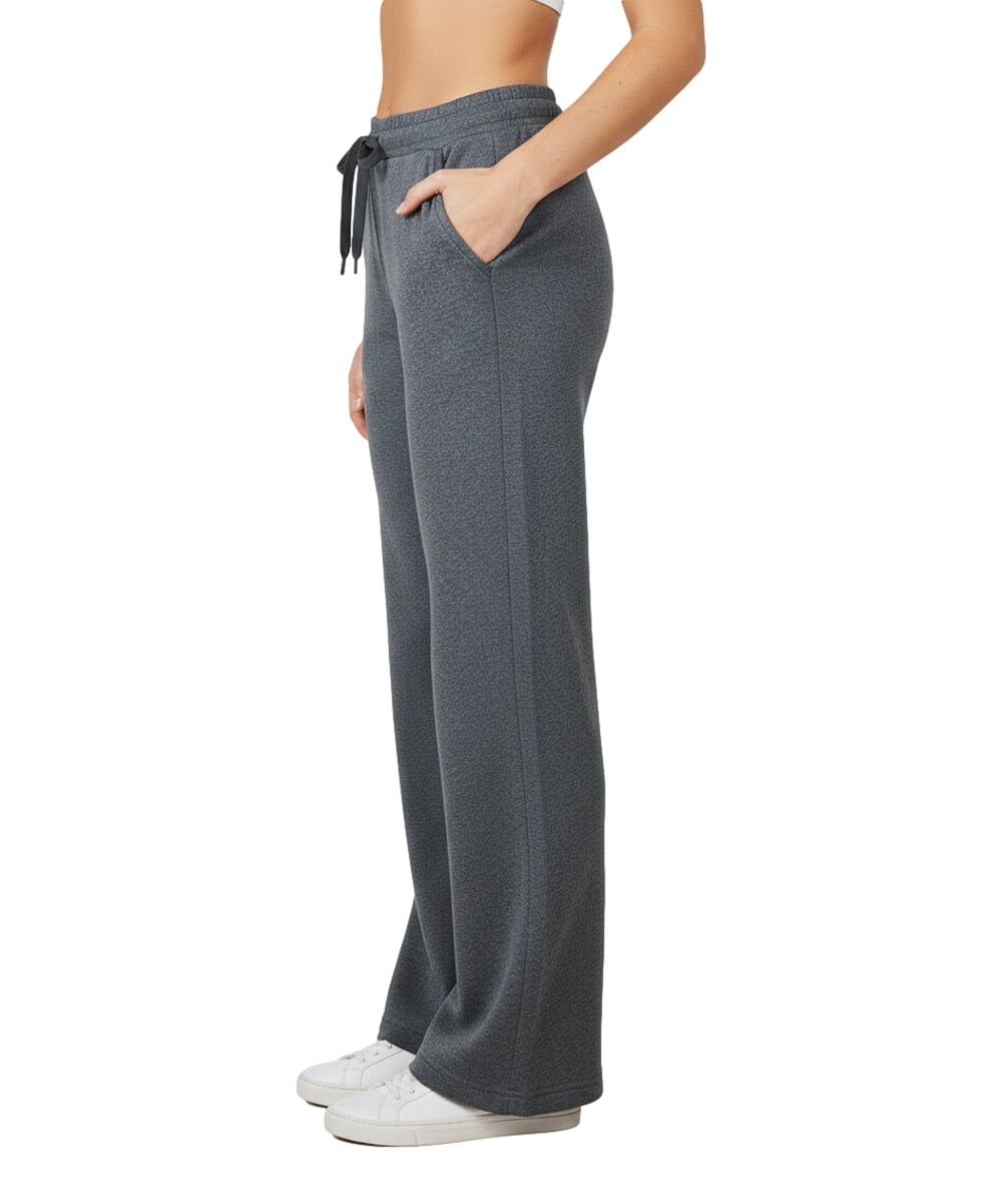 Women's Open Bottom Sweat Pants With Drawstring Waist D. Grey WP32