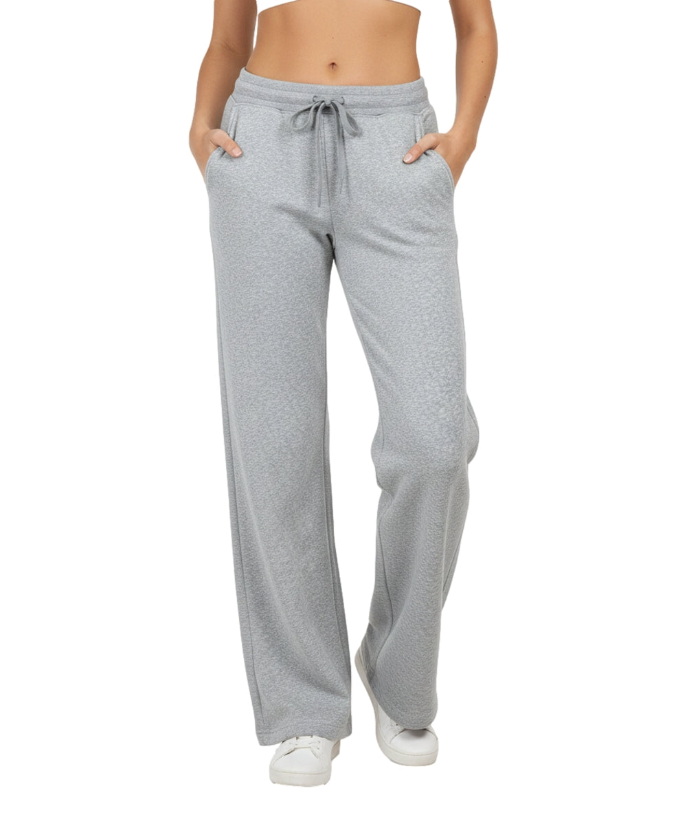 Women's Open Bottom Sweat Pants With Drawstring Waist L. Grey WP32