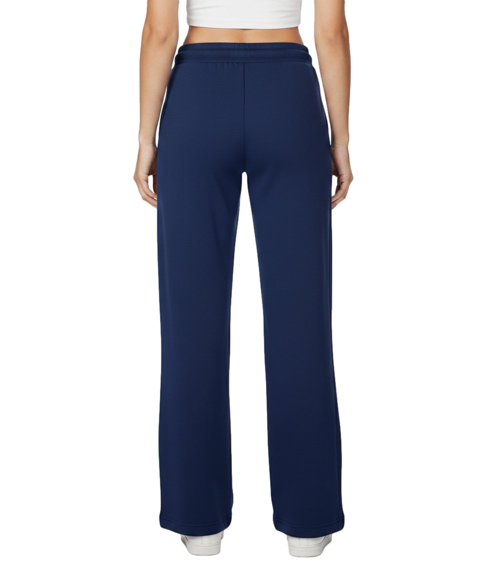 Women's Open Bottom Sweat Pants With Drawstring Waist Navy WP32
