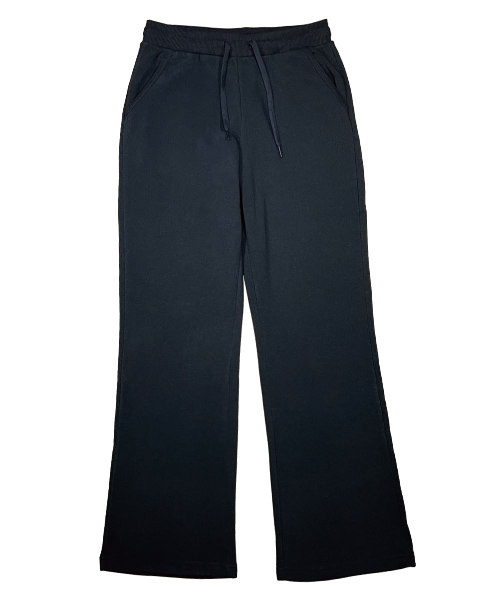 Women's Open Bottom Sweat Pants With Drawstring Waist Black  WP32