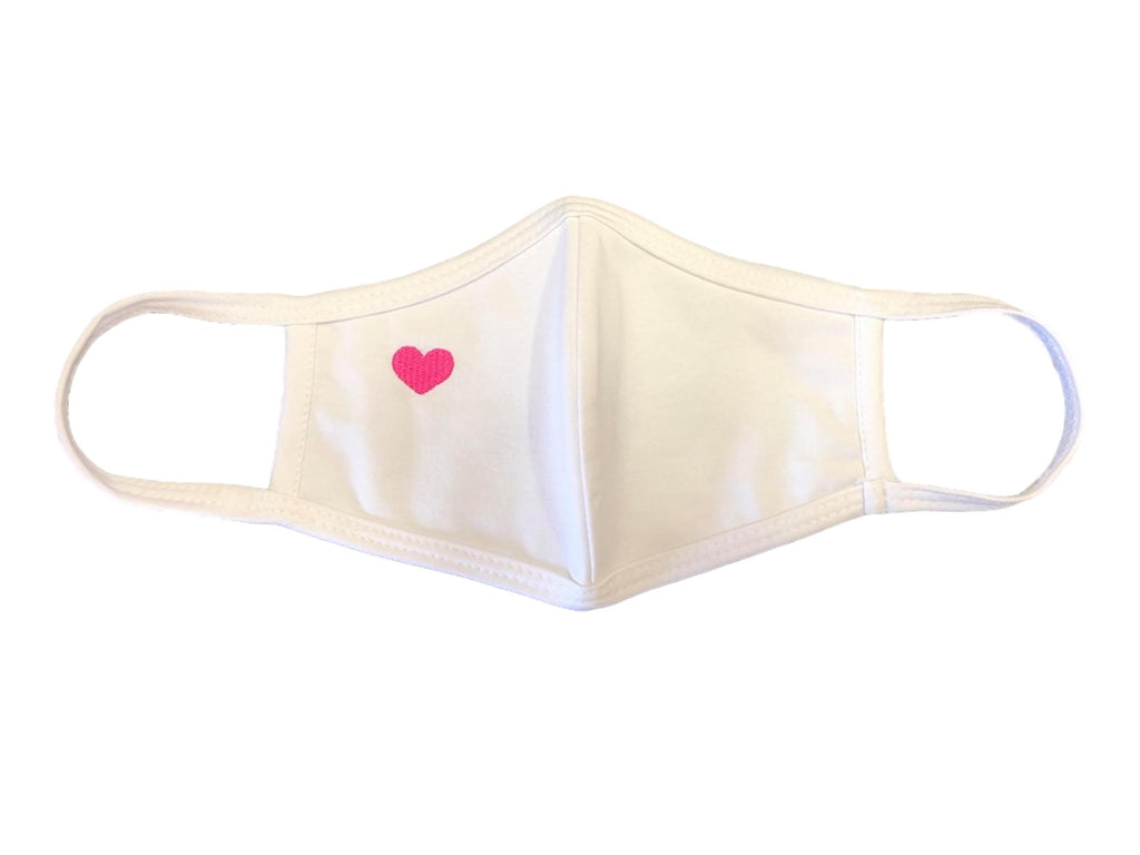 Face Mask, Cotton, 2 layers, Embroidered Pink Heart Design, Washable, Reusable Mask,Youth Size