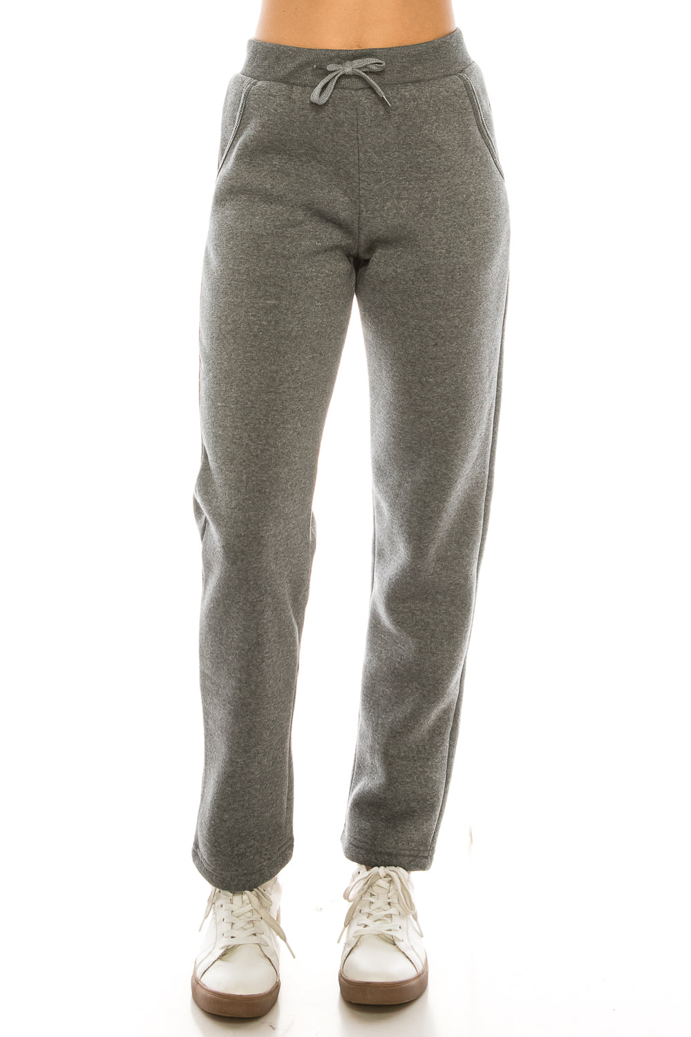 Women's Open Bottom Sweat Pants With Drawstring Waist D Grey WP30
