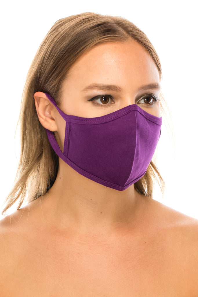 unik Purple Face Mask, Cotton, 2 layers, Washable, Reusable Mask, Adult Size