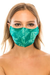unik Face Mask,  Cotton Blend, 2 layers, Green Leaf, Washable, Reusable Mask, Adult Size