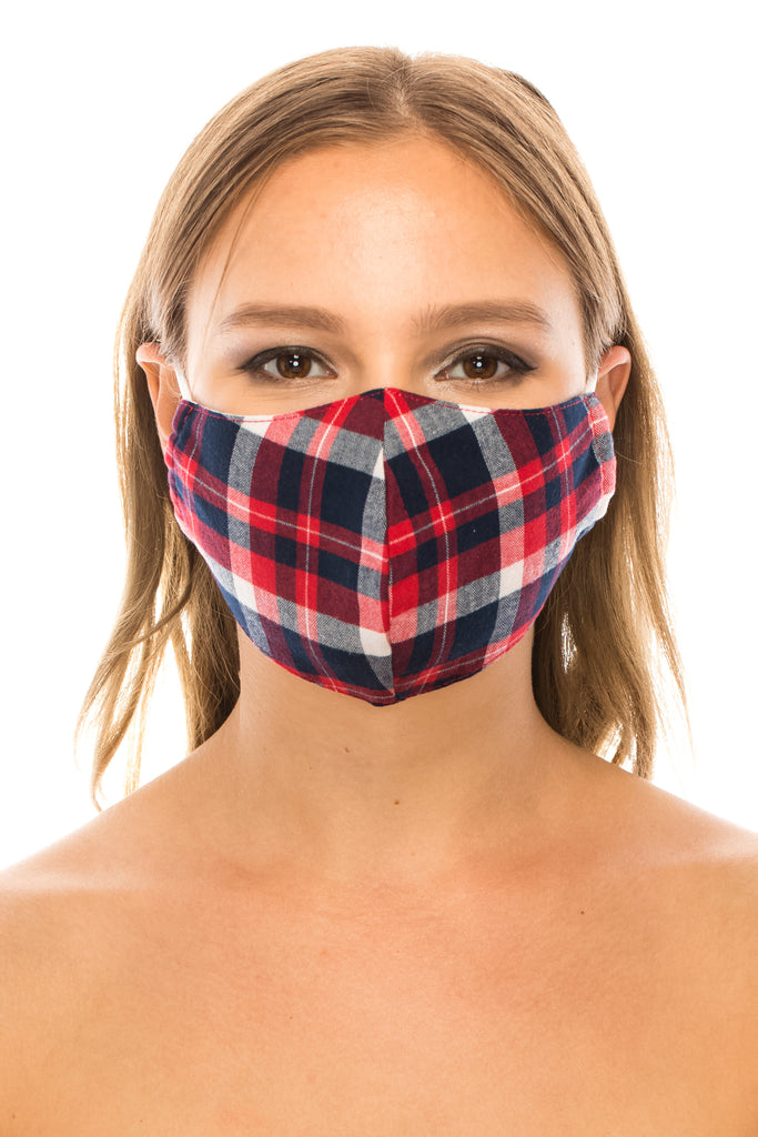 unik Face Mask, 100% Cotton, 2 layers, Tartan Red, Washable, Reusable Mask, Adult Size