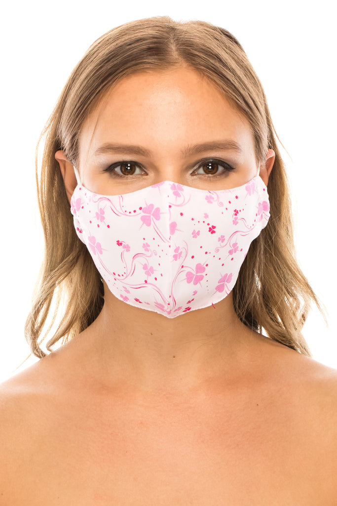 unik Face Mask, Cotton, 2 layers, Pink Clover, Washable, Reusable Mask, Adult Size
