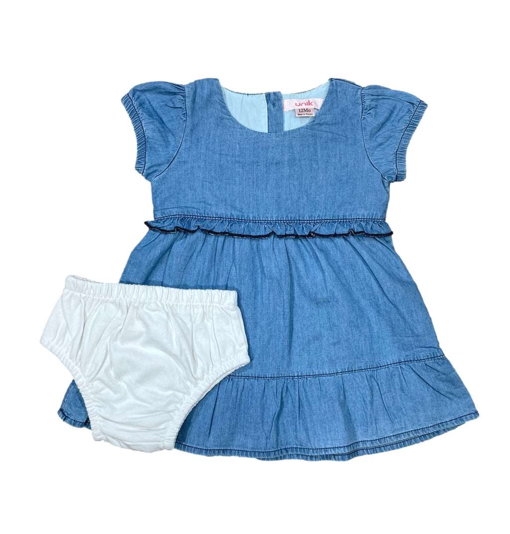 BD2272 Baby Girl Denim Dress Floral BD2272