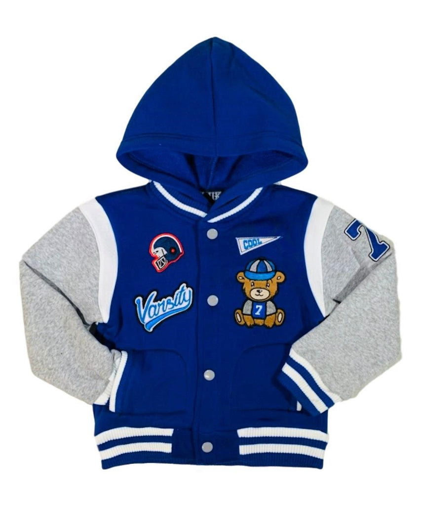 Adorable Varsity Boy Bear Jacket With Hood