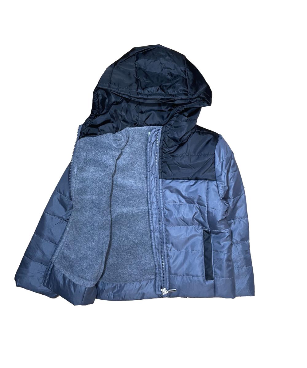 Boy's Zipper Hooded r Fleece Lined Puffer Jacket Navy  BJ2077