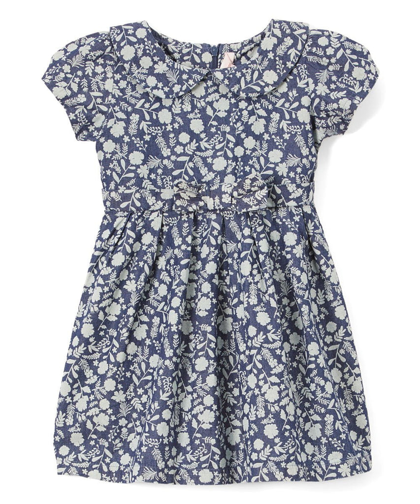 unikinc - Denim Dress with a neck bow Printed Dress - Unikinc