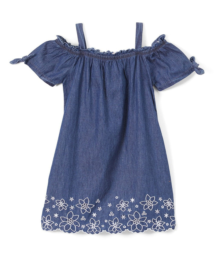 white christmas dresses Girl Off-Shoulder Denim Dress – unik Retail