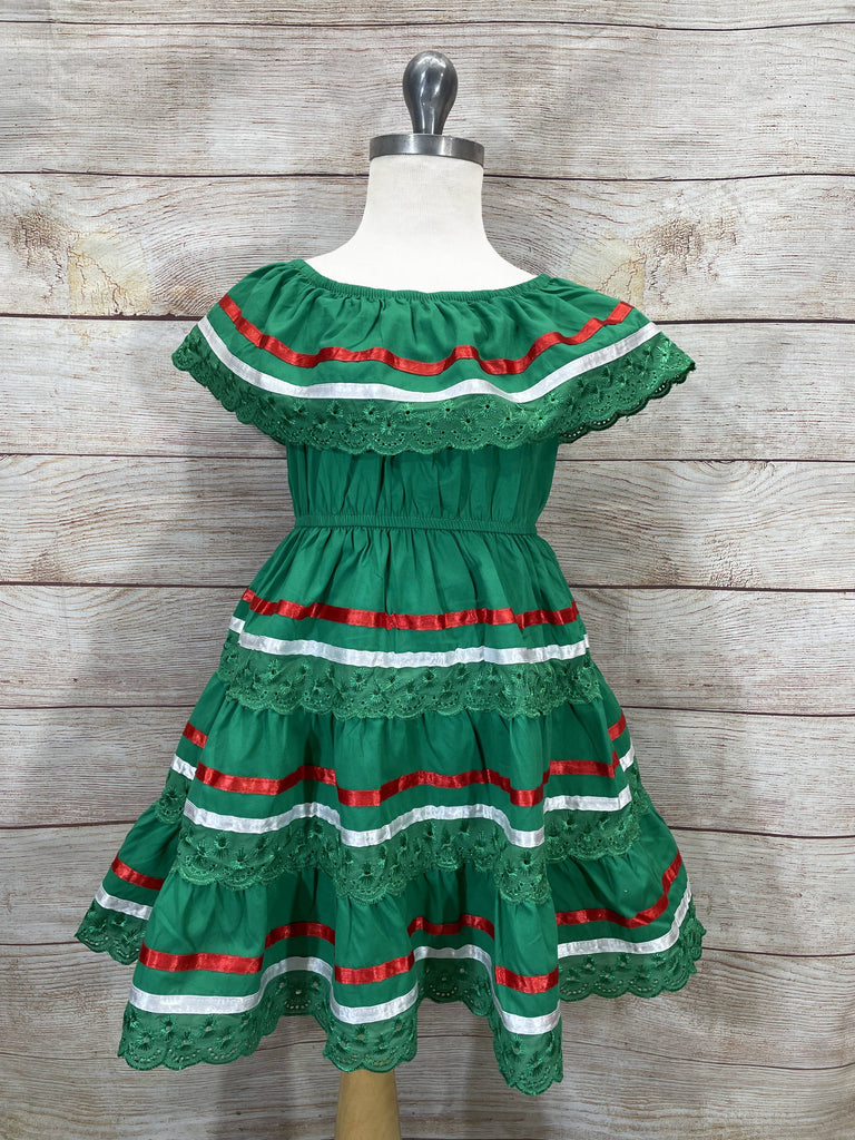 Girl's Green X Traditional Mexican Cinco De Mayo Fiesta Dress 2-14 unik Retail Girl's Green X Traditional Mexican Cinco De Mayo Fiesta Dress 2-14 unik Retail