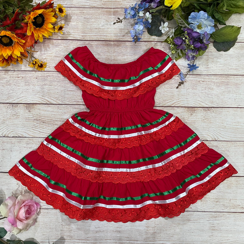 Girl's Red X Traditional Mexican Cinco De Mayo Fiesta Dress 2-14 unik Retail Girl's Red X Traditional Mexican Cinco De Mayo Fiesta Dress 2-14 unik Retail