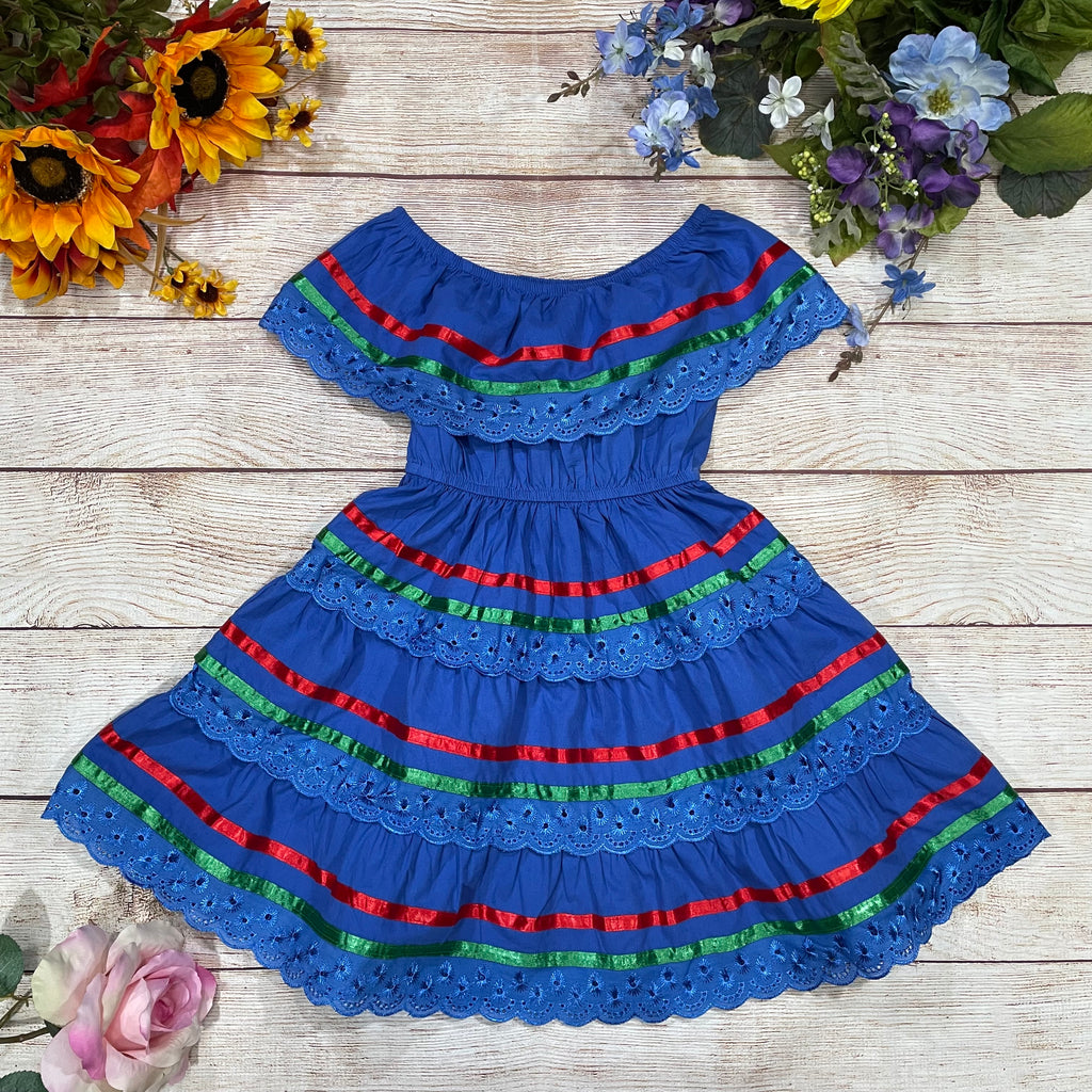 dresses for cinco de mayo Girl's Royal X Traditional Mexican Cinco De Mayo Fiesta Dress 2-14