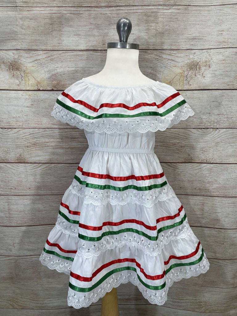 Girl's White Traditional Mexican Cinco De Mayo Fiesta Dress 2-14 unik Retail Girl's White Traditional Mexican Cinco De Mayo Fiesta Dress 2-14 unik Retail
