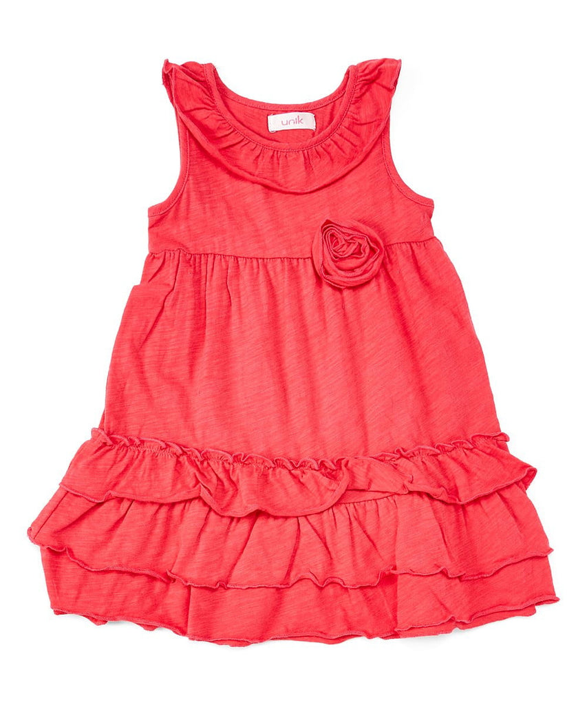 unikinc - Girl Ruffle Dress with Flower - Unikinc