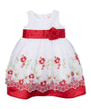 unikinc - Embroidered Party Dress with Sash and Flower - Unikinc