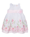 unikinc - Embroidered Party Dress with Sash and Flower - Unikinc