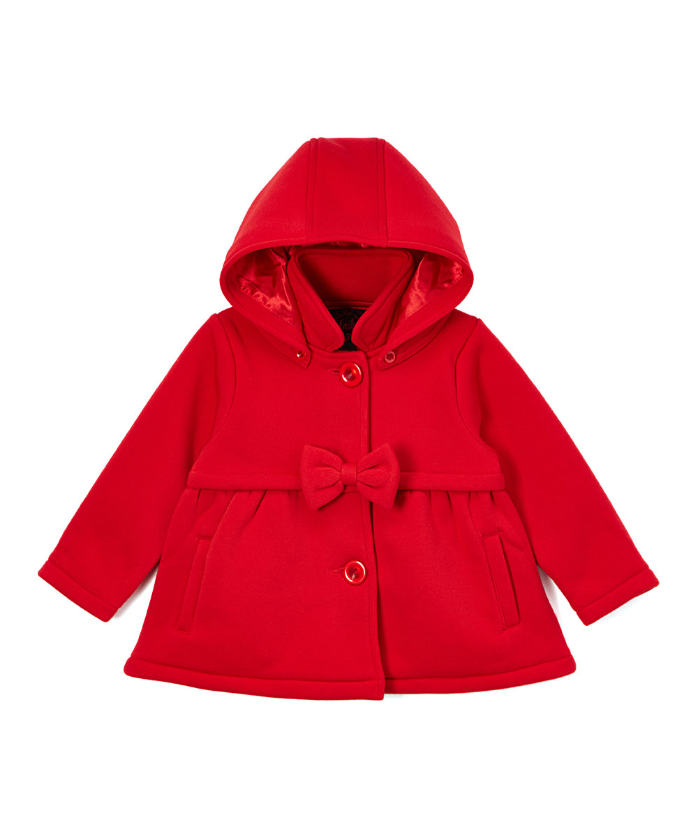 Fancy Baby and Toddler Pea Coat With Bow White GJ16111