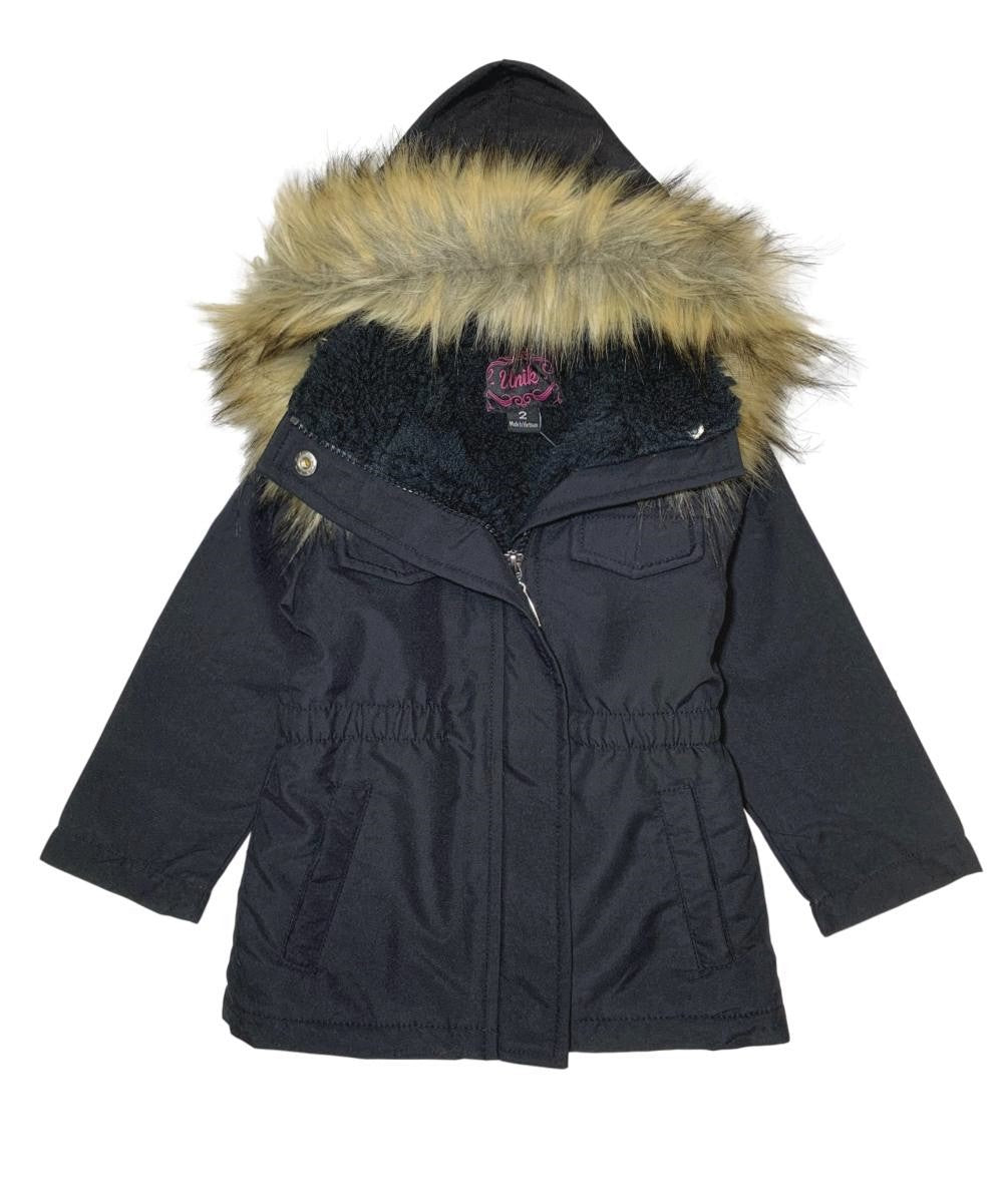Girl's Sherpa Lined Utility Coat Black GJ2044