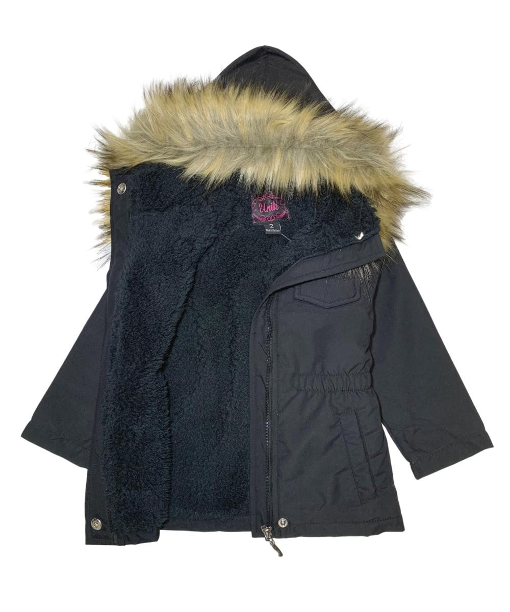 Girl's Sherpa Lined Utility Coat Black GJ2044