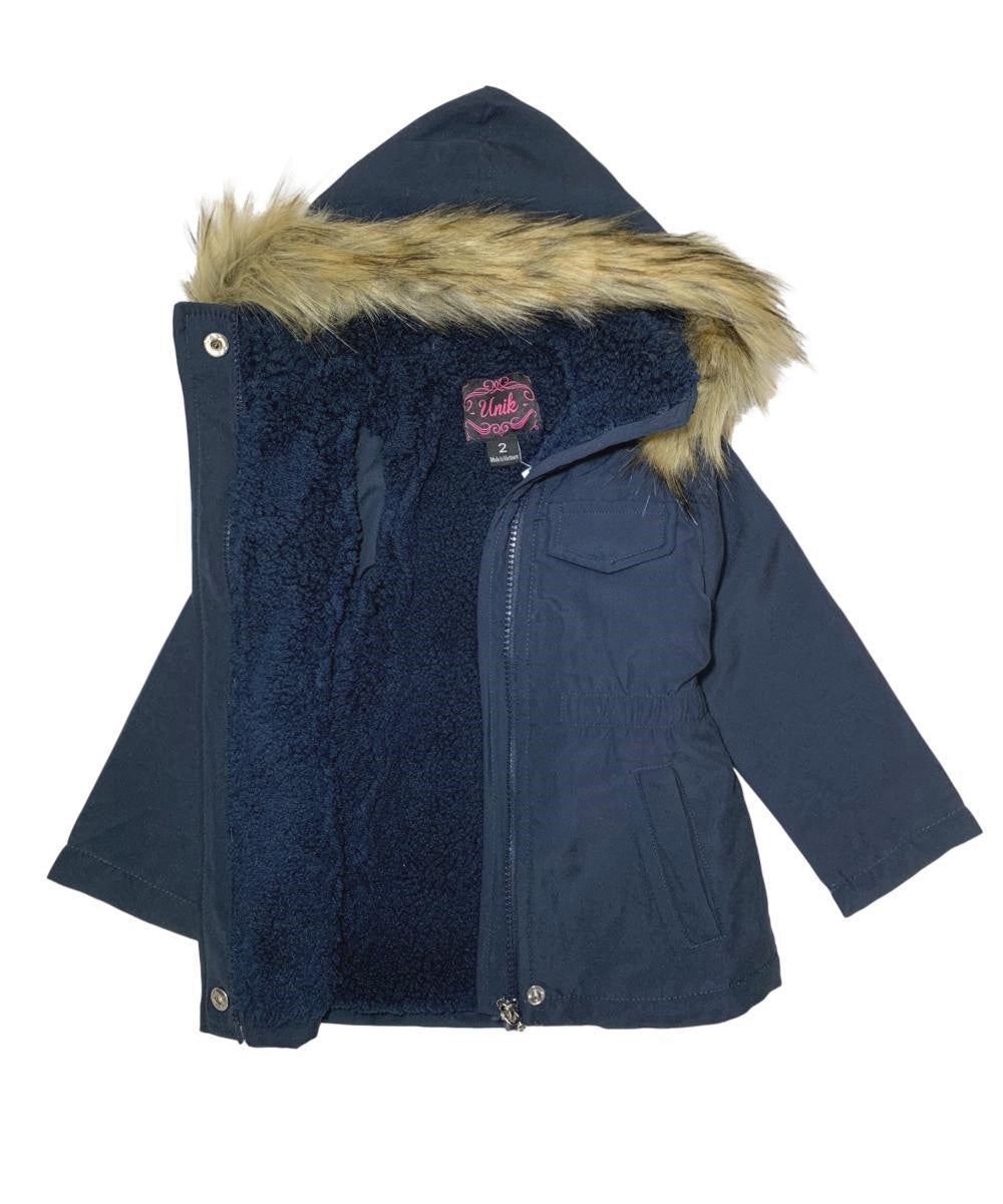 Girl's Sherpa Lined Utility Coat Black GJ2044