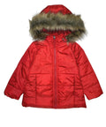 Girl's Zipper Hooded Puffer Jacket With Fur Grey GJ2088