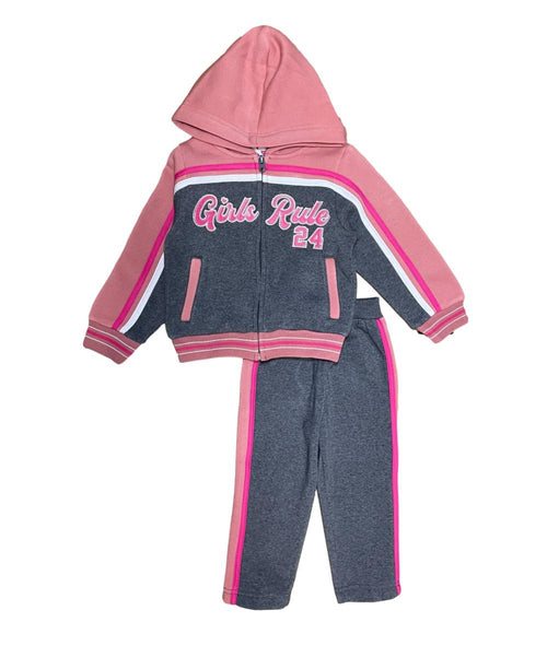 2 Piece Embroidery Girl Rule Sporty Tracksuit