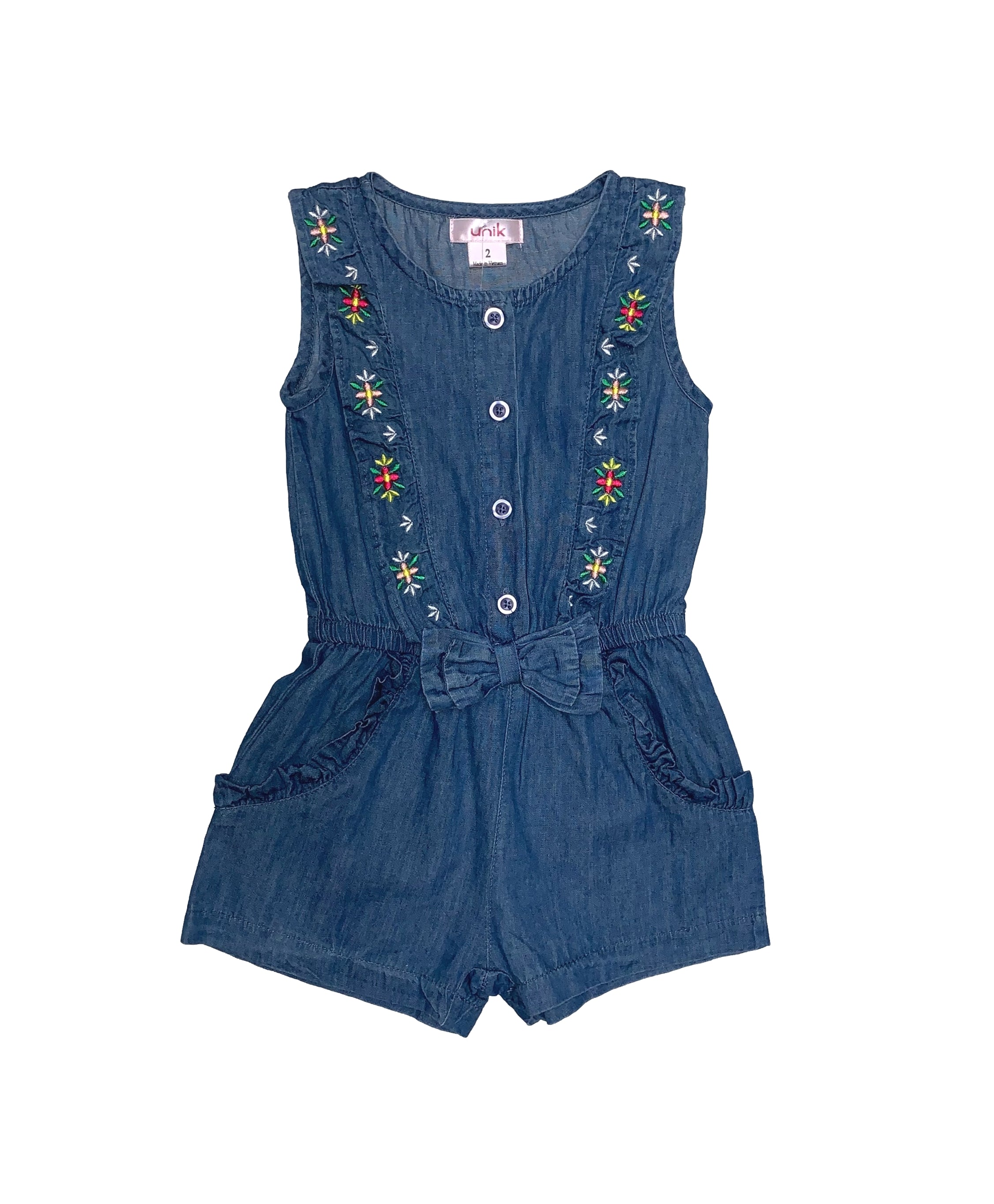 Girl Flower Embroidery Girl Romper 2-8