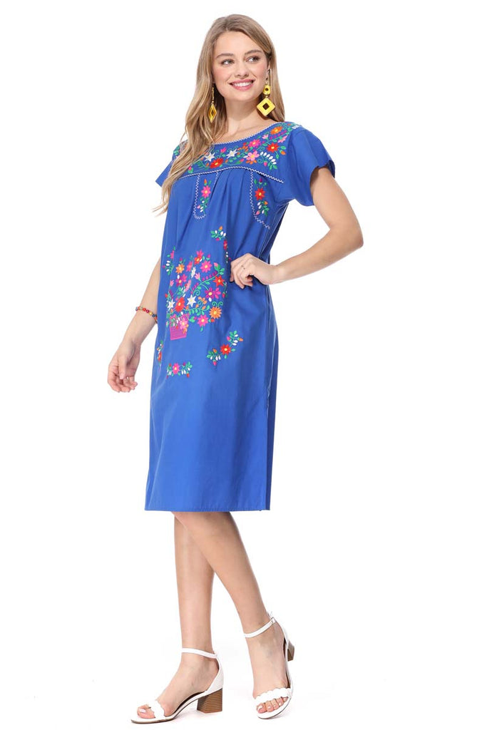 sachin and babi light blue dress Handmade Mexican Dress from Aida Coronado Mexican black embroidered dress main image 0