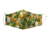 Face Mask, 100% Cotton, 2 layers, Designer Green Floral, Washable, Reusable Mask, Adult Size