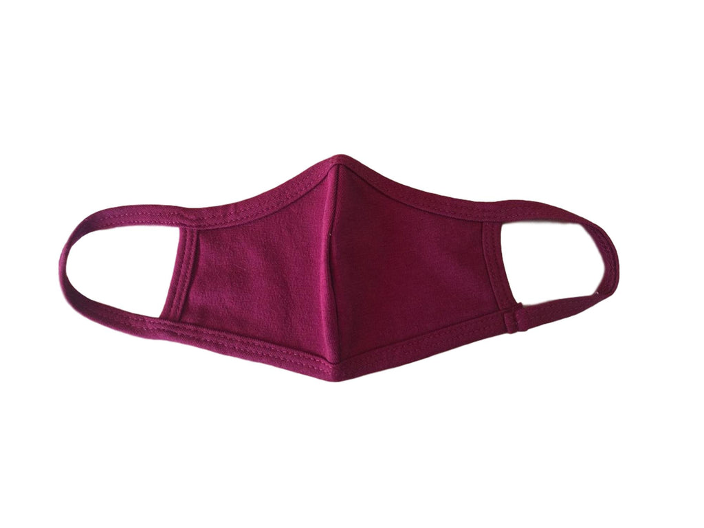 Face Mask, Cotton, 2 layers, Burgundy, Washable, Reusable Mask, Youth Size