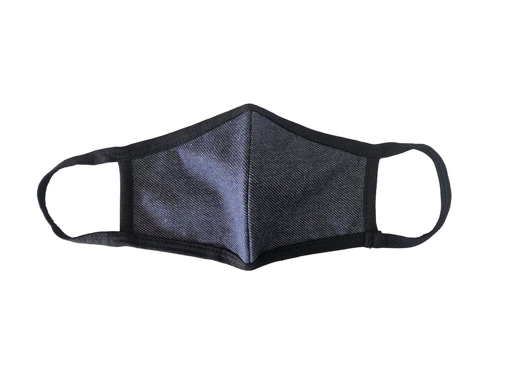 Face Mask, Cotton, 2 layers, Dark Denim. Stretchy and Washable, Reusable Mask, Adult Size