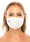 unik Face Mask, Cotton, 2 layers, Pink Heart White, Washable, Reusable Mask, Adult Size