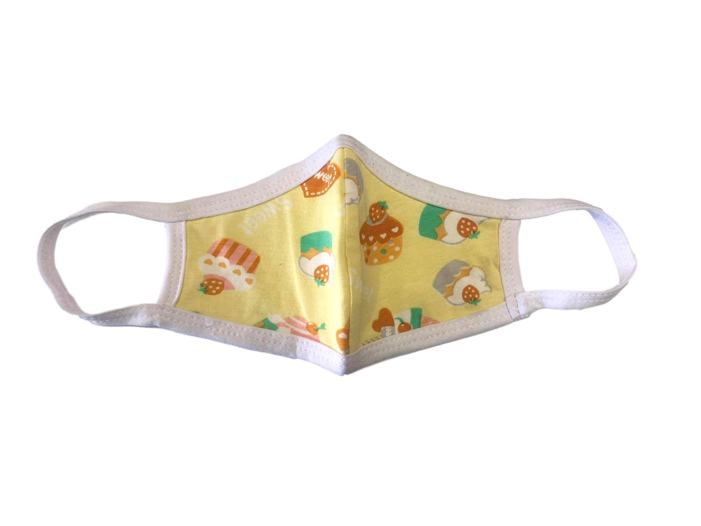Face Mask, 100% Cotton, 2 layers, YellowCupcake, Washable, Reusable Mask, Youth Size