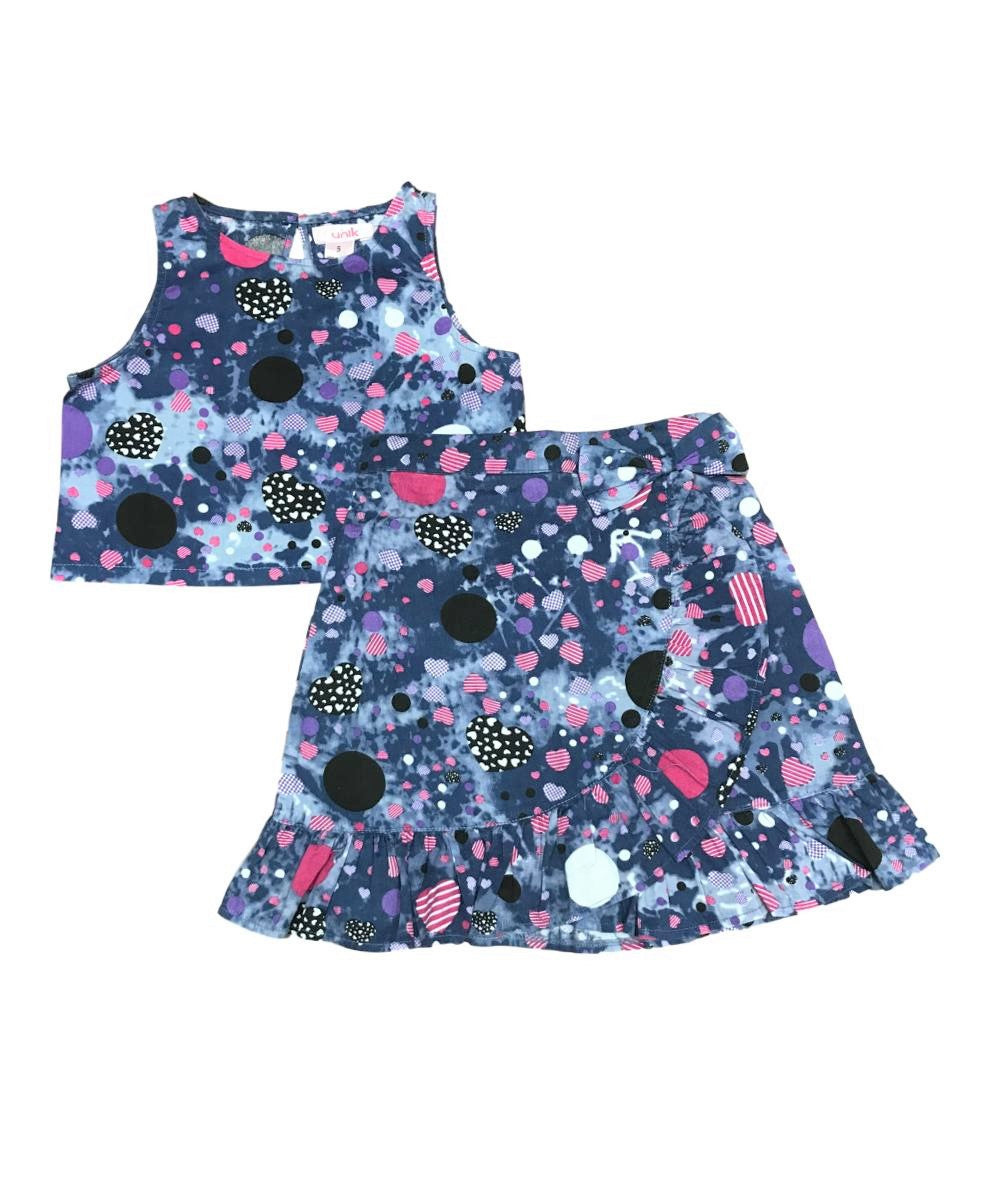 unik Girl Denim Print Skirt Set 2-14