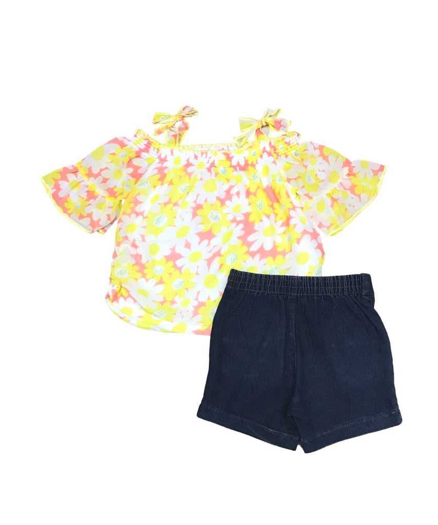 unik Girl Cold Shoulder Floral Short Set 2-14