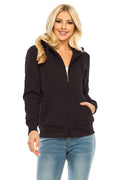 Women's Fleece Zip Up Hoodie Navy WBT61