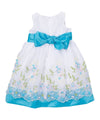 unikinc - Embroidered Party Dress with Sash and Flower - Unikinc