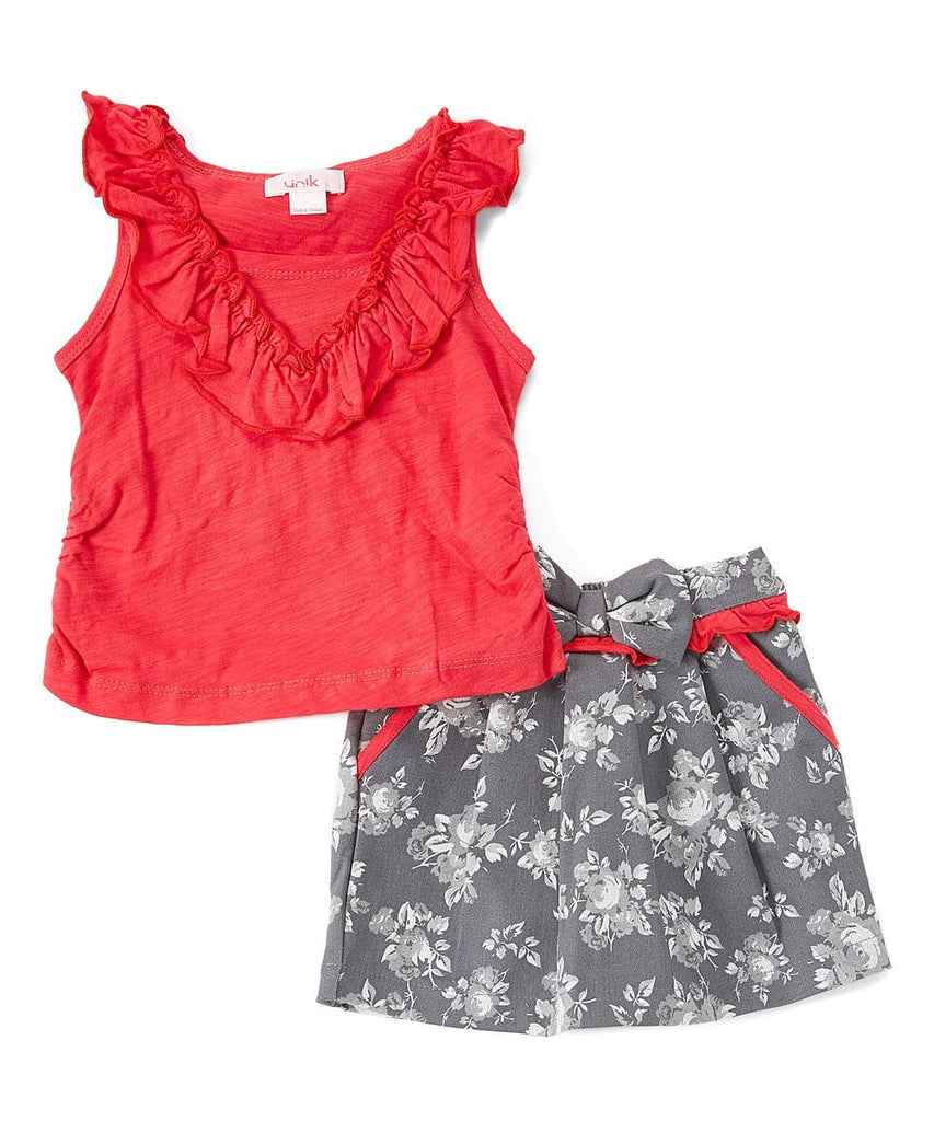 unikinc - Flower pattern Skirt Set - Unik Inc