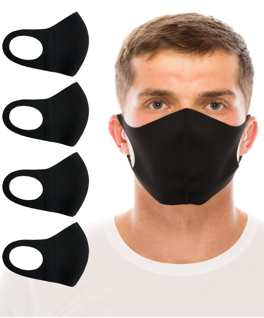 unik Face Mask Black Adult Size, 4 PCS Pack, Washable, Reusable Cloth Mask, Unisex, Anti Dust.
