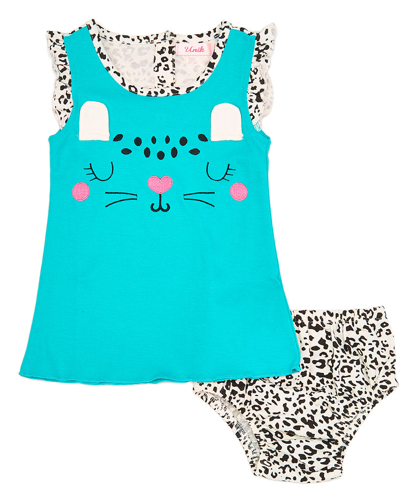 Girl Cute Kitty Baby Dress 6/9-24M